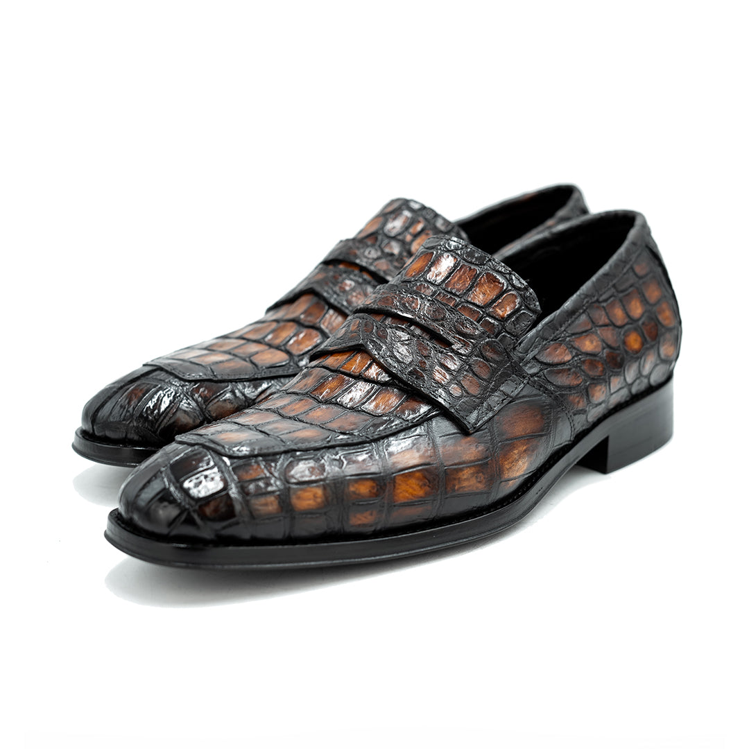 BROWN & BLACK CROCO DORIAN