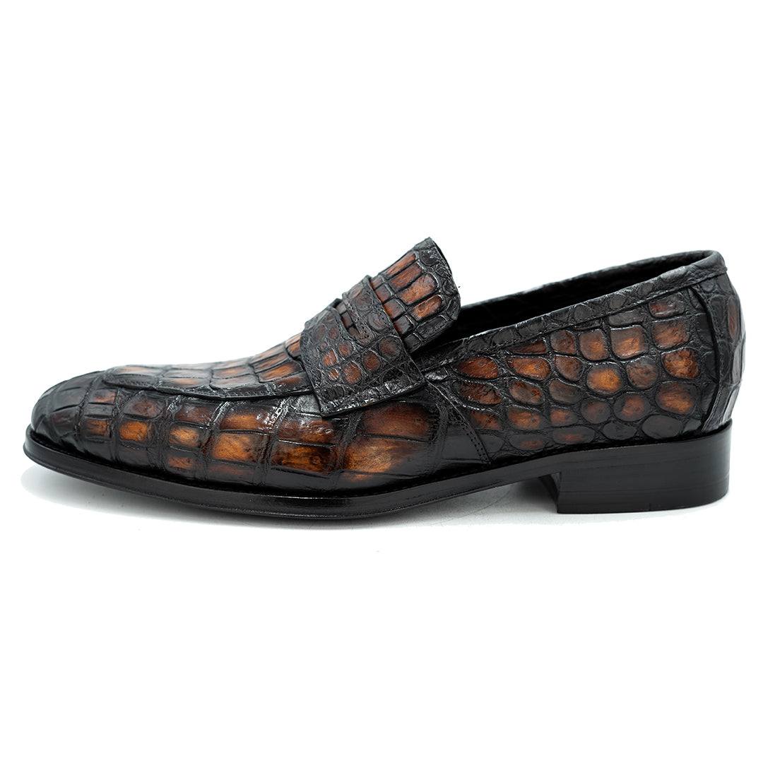 BROWN & BLACK CROCO DORIAN