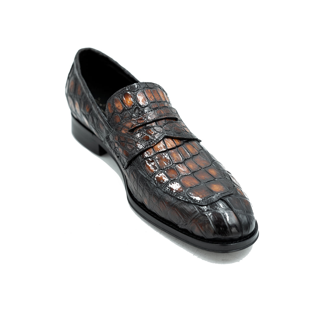 BROWN & BLACK CROCO DORIAN