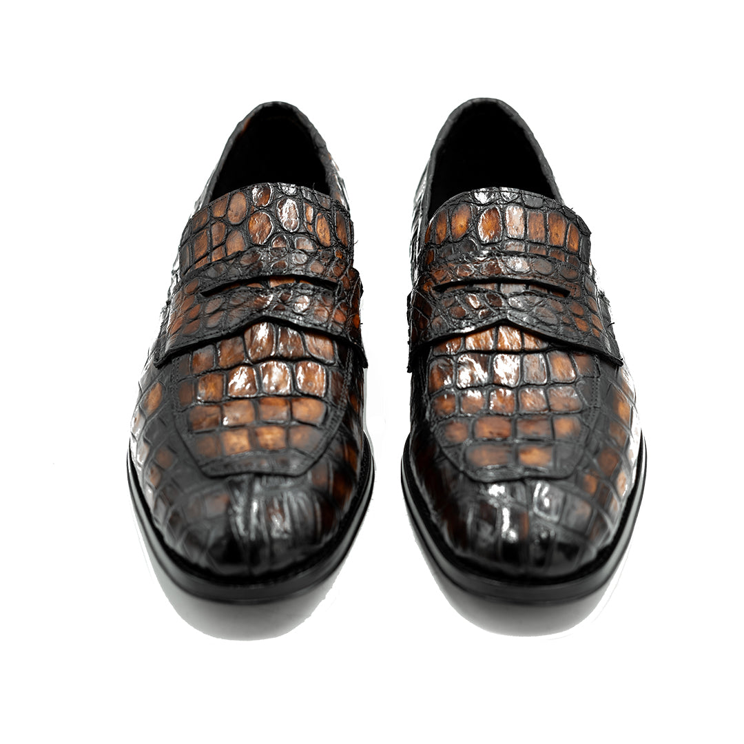 BROWN & BLACK CROCO DORIAN