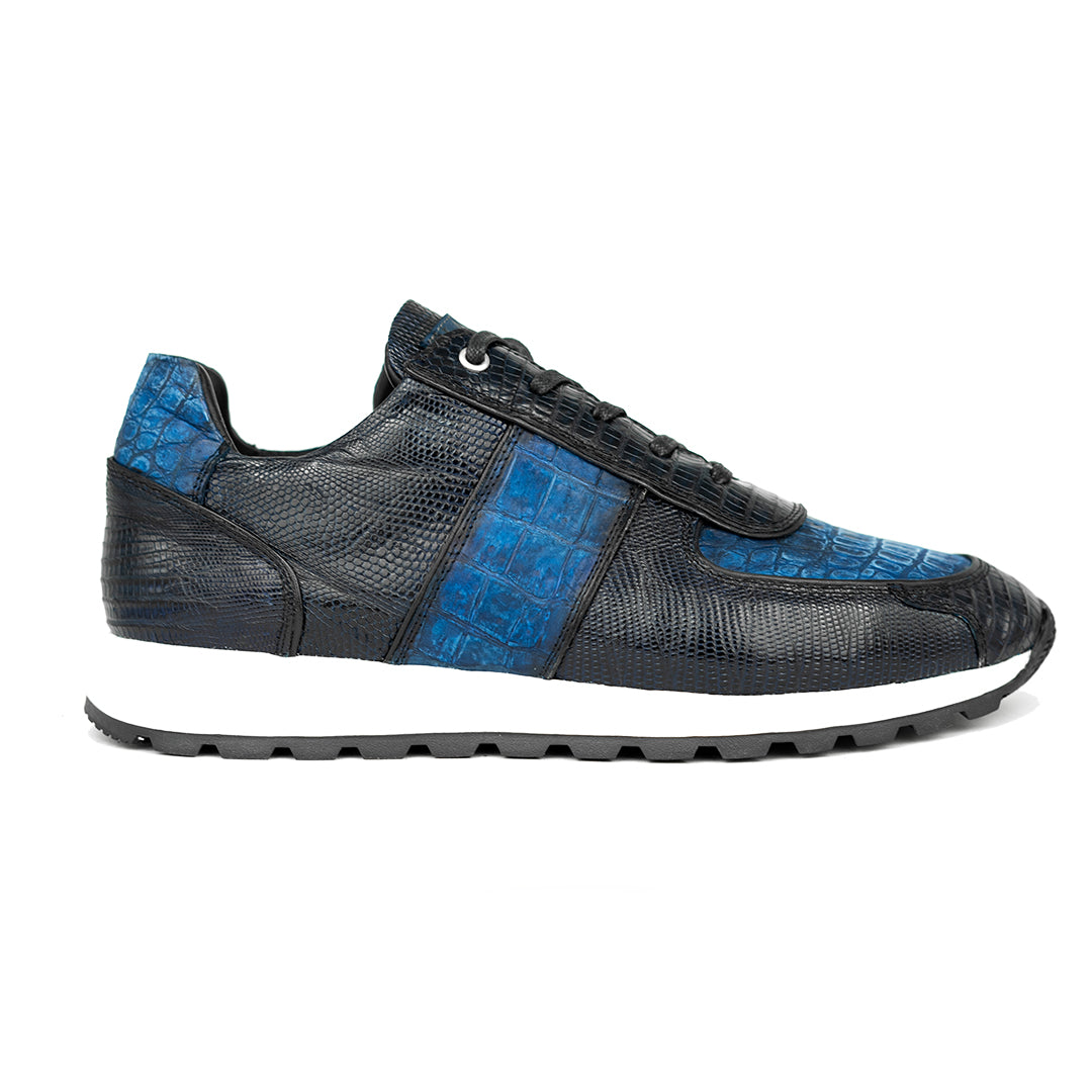 BLUE ENZO SNEAKER (Lizard & Crocodile)