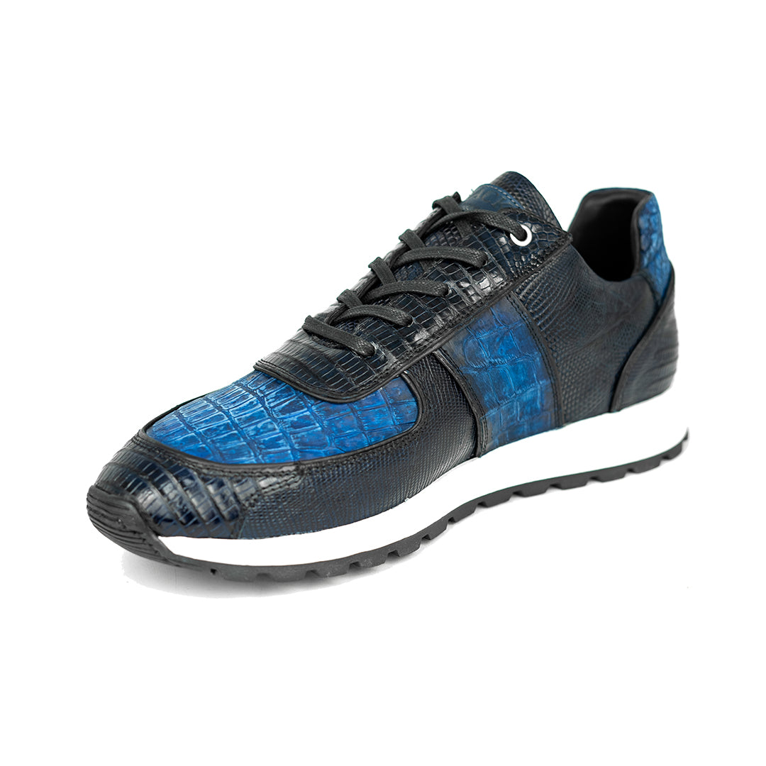 BLUE ENZO SNEAKER (Lizard & Crocodile)