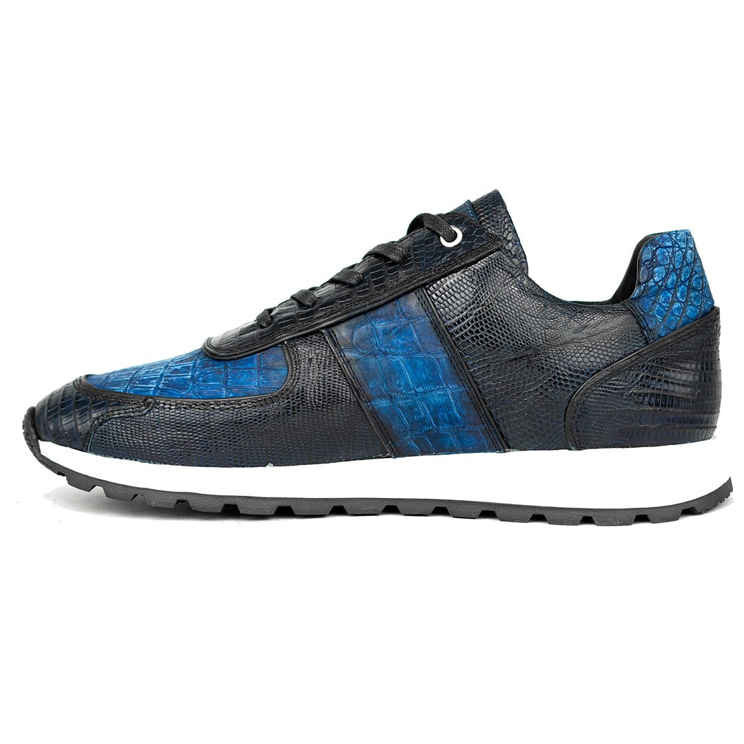 BLUE ENZO SNEAKER (Lizard & Crocodile)