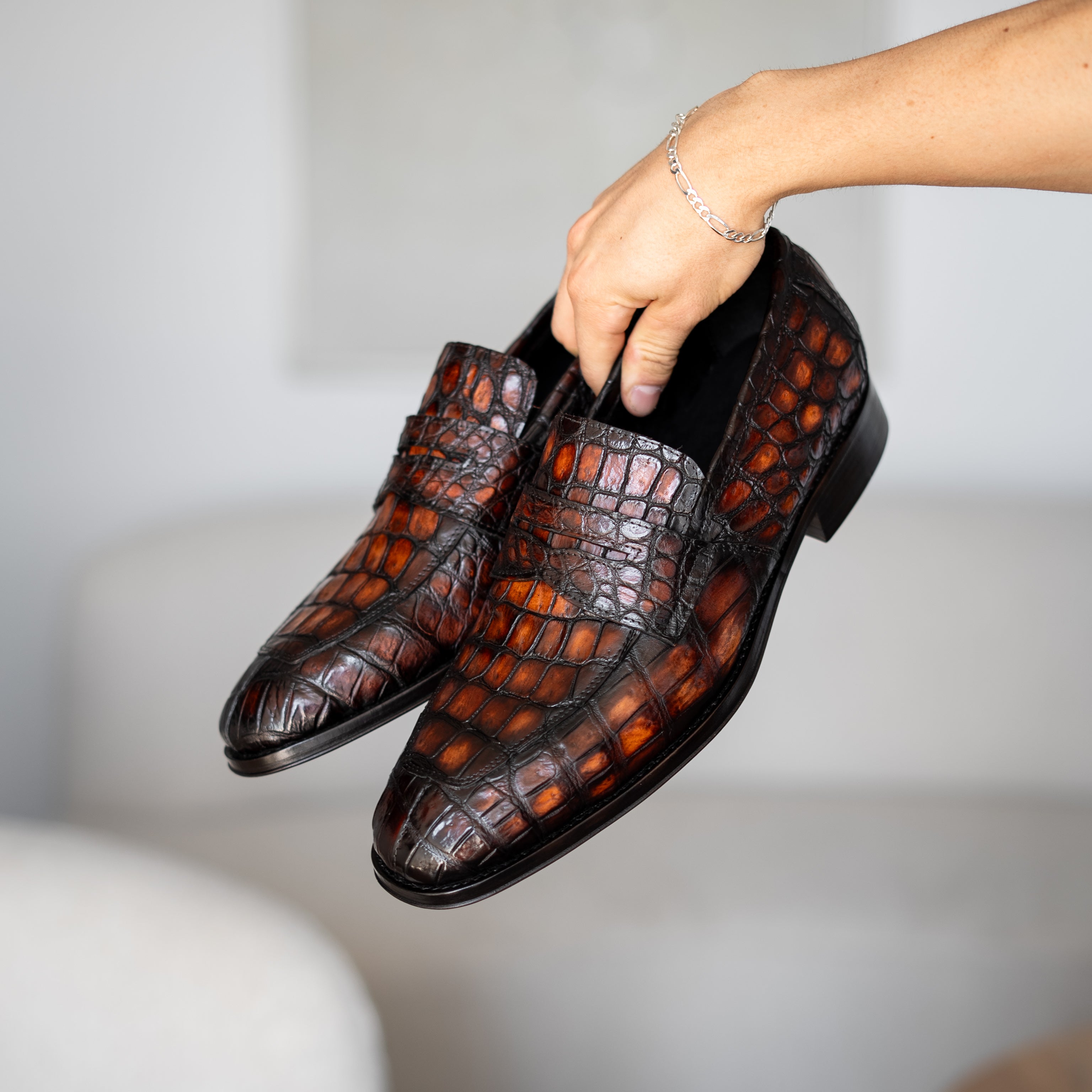 BROWN & BLACK CROCO DORIAN